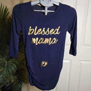 NWT Mom & Company maternity "Blessed Mama footprints" shirt sz small
